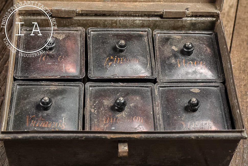 Antique Spice Tin Box with Grater