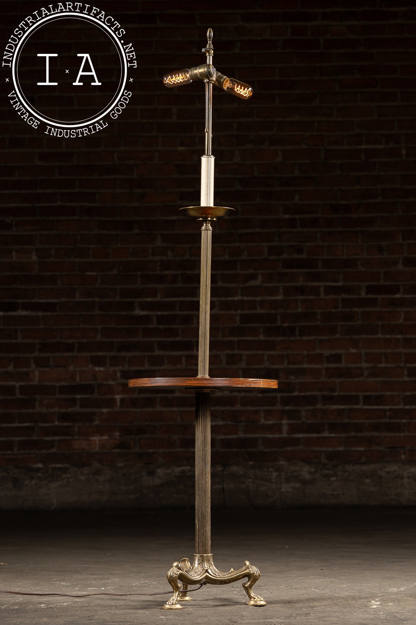 Antique Brass Floor Ashtray Lamp