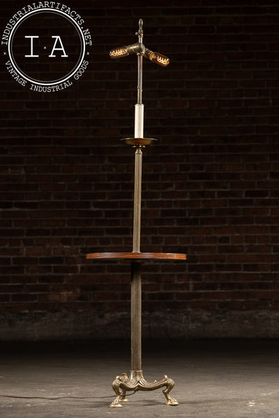 Antique Brass Floor Ashtray Lamp