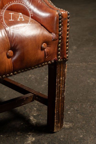 Tufted Vinyl Chesterfield Wingback Armchair in Brown