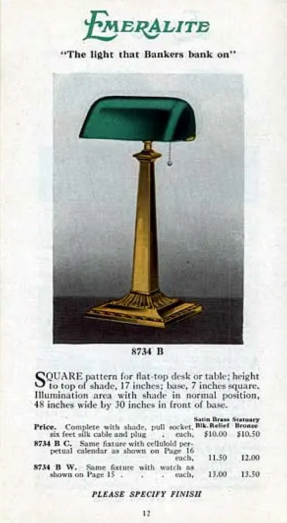 Early 20th Century Emeralite Banker's Lamp