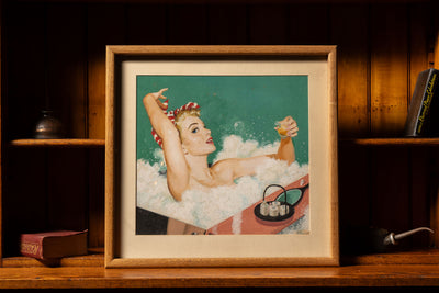 Original Framed Patterson Pin-Up Girl in Bath Painting; Signed