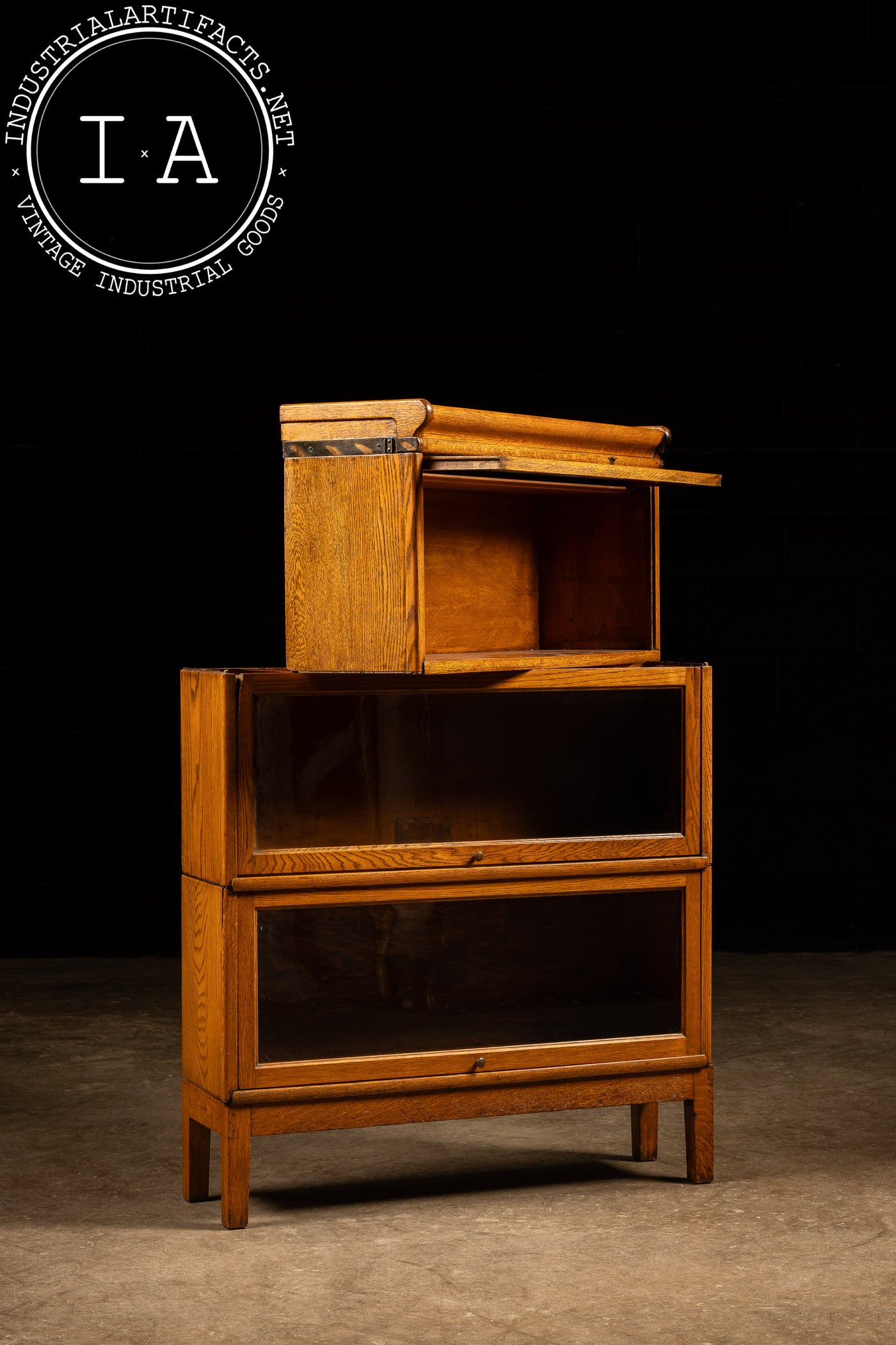 Late 19th Century Oak Three-Stack Barrister Bookcase