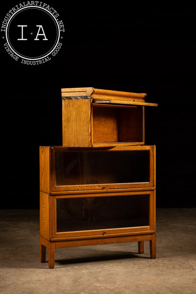 Late 19th Century Oak Three-Stack Barrister Bookcase