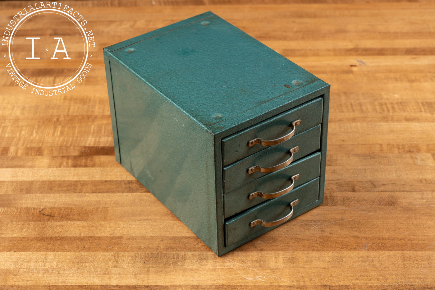 Vintage Industrial Teal Countertop Parts Bin