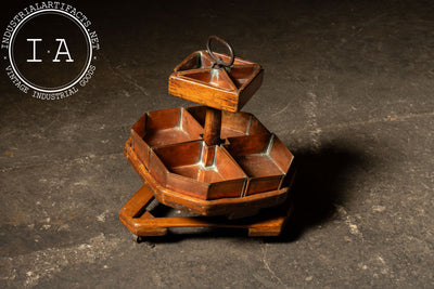 Early 20th Century Copper & Wood Rotating Cobbler’s Parts Bin