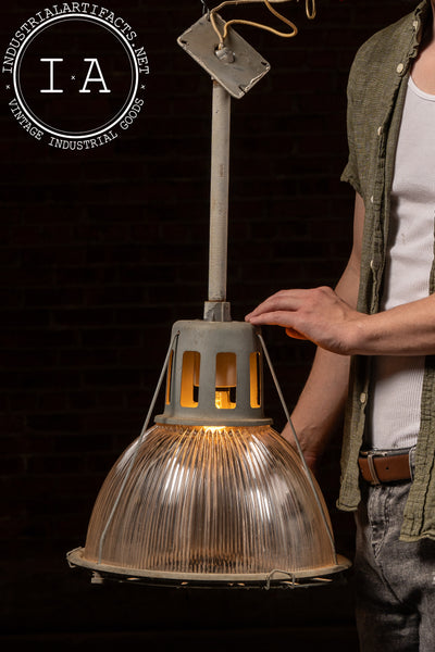 Vintage Industrial Holophane Ceiling Mount Light