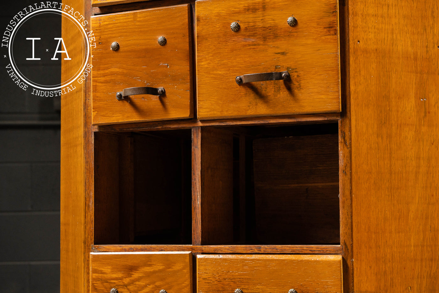 Early 20th Century Rotating Hardware Cabinet with Pull Drawers