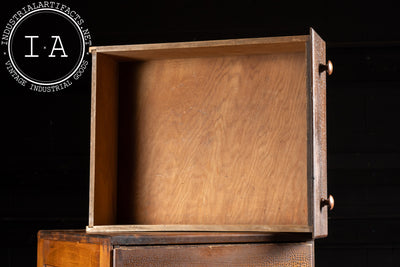 Antique Oak and Plywood Crazed Parts Cabinet