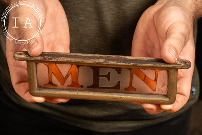 Late 19th Century Stained and Etched Glass "Men" Railway Sign