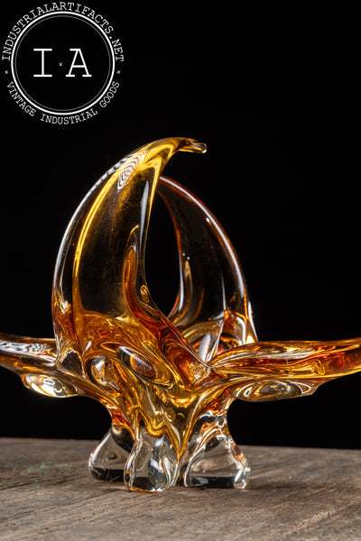 MCM Chalet Art Glass Dish in Amber
