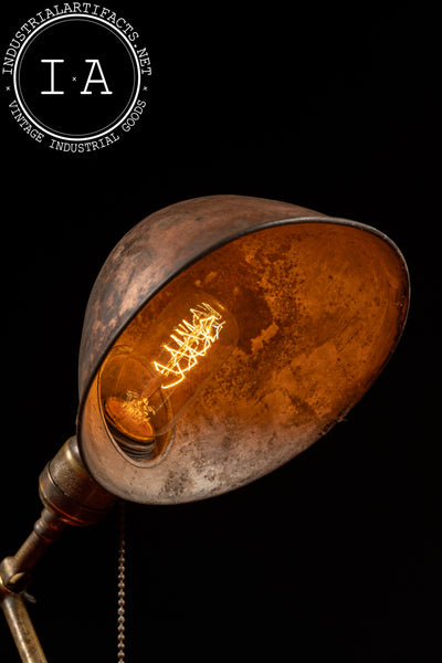 Early 20th Century Brass Articulating Desk Lamp with Dome Shade by Faries
