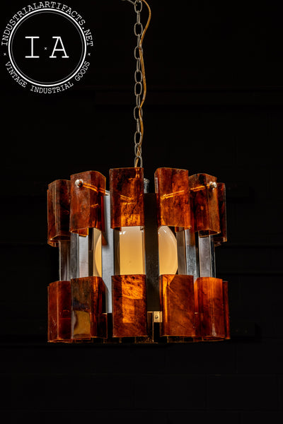 Modernist Amber Lucite Ceiling Lamp