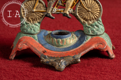Late 19th Century Cast Iron Tandem Bicycle Couple Inkwell Base