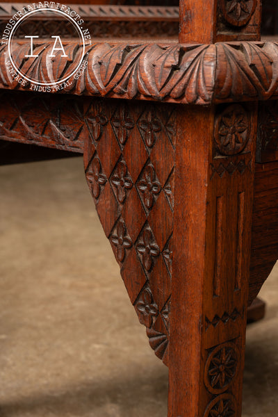 19th Century Ornately Carved Mahogany Fauteuil Chair