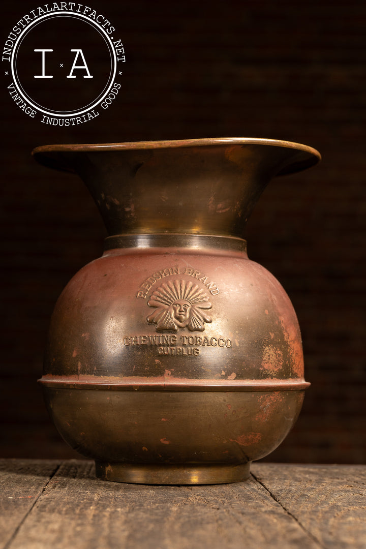 us tobacco company spittoon Antique Redskin Brand Chewing Tobacco Promotional Spittoon – Industrial  Artifacts