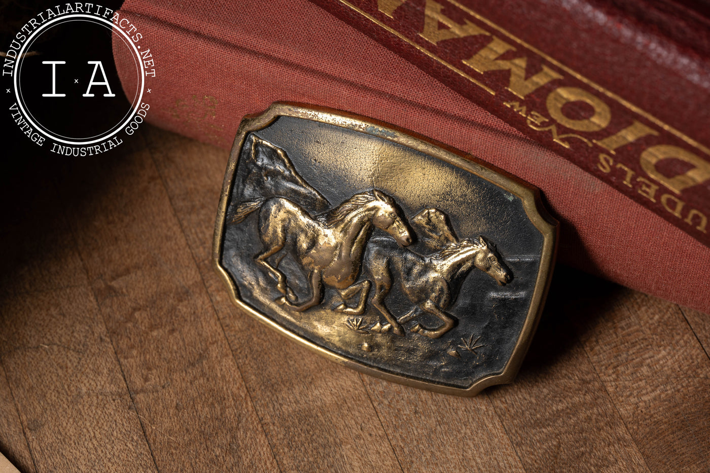 1978 Solid Brass Horses Belt Buckle