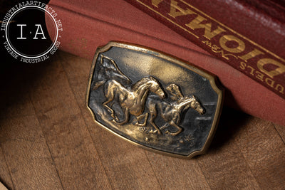 1978 Solid Brass Horses Belt Buckle