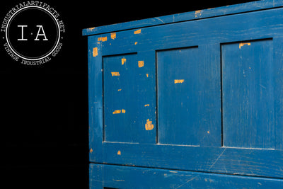 Antique Painted Oak Flat File Cabinet in Blue