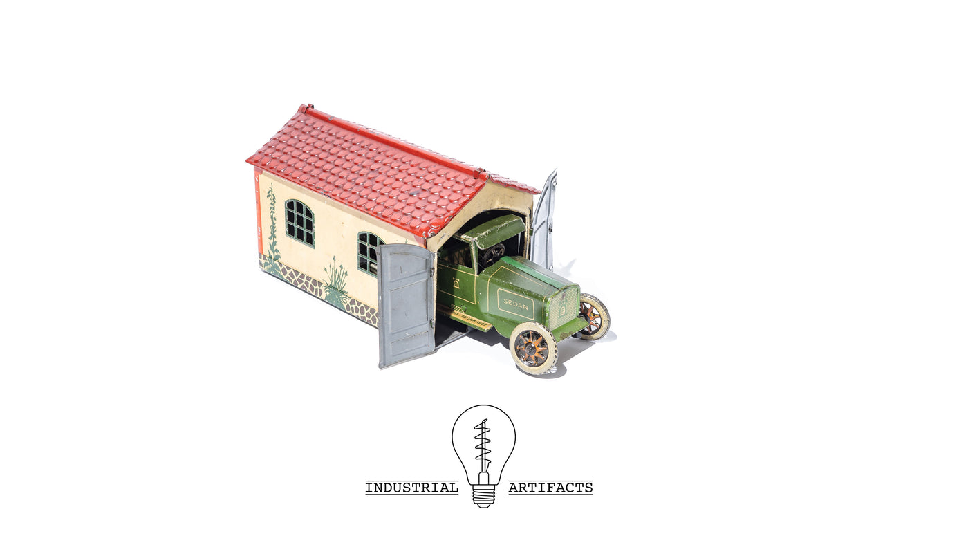 1920s German Tin Car And Garage Set by Lehmann