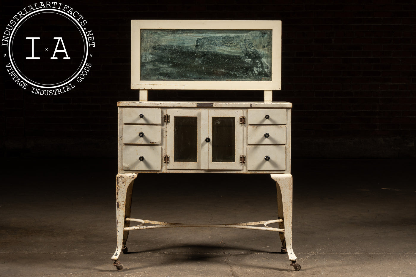 Early 20th Century Medical Sideboard Cabinet With Mirror