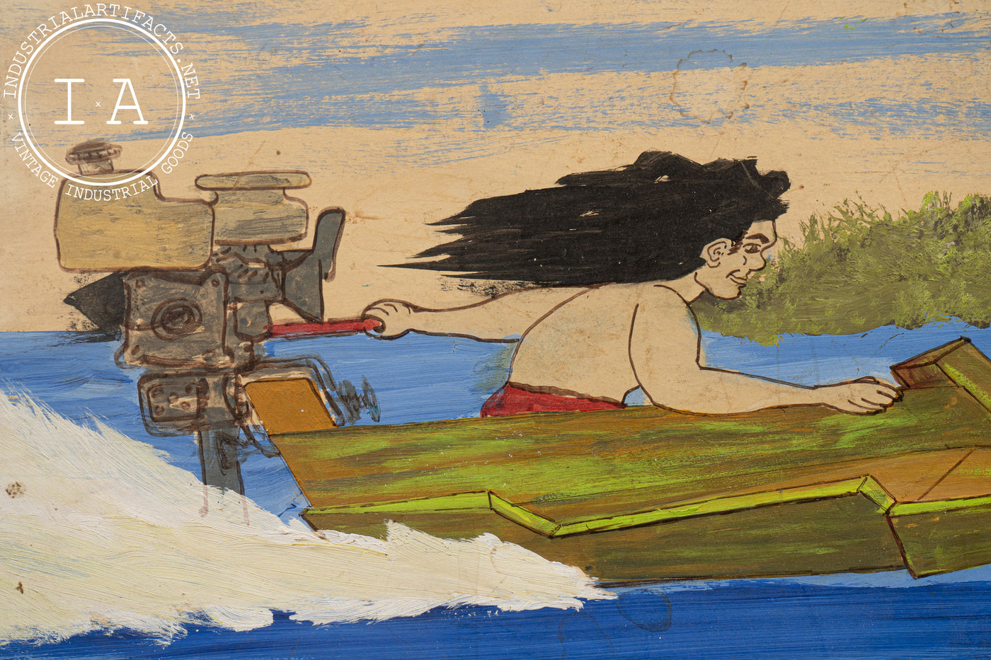 Boater Outsider Art Painting | Unsigned