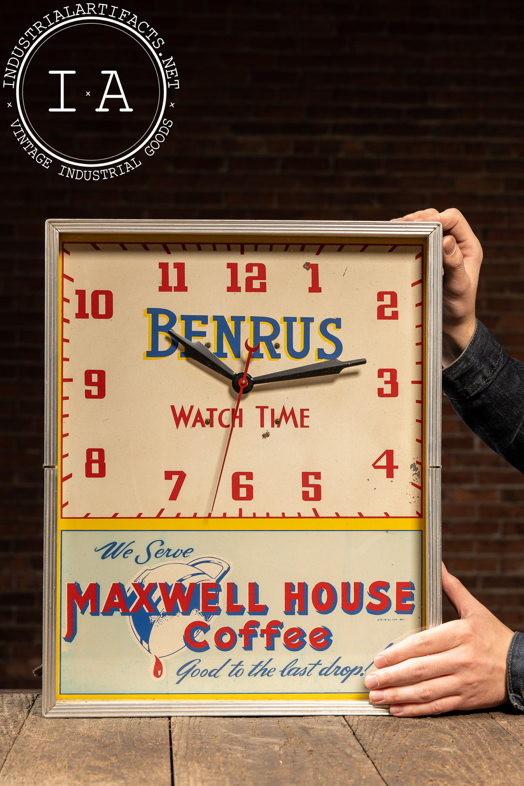Vintage Maxwell Coffee Advertising Clock by Benrus – Industrial