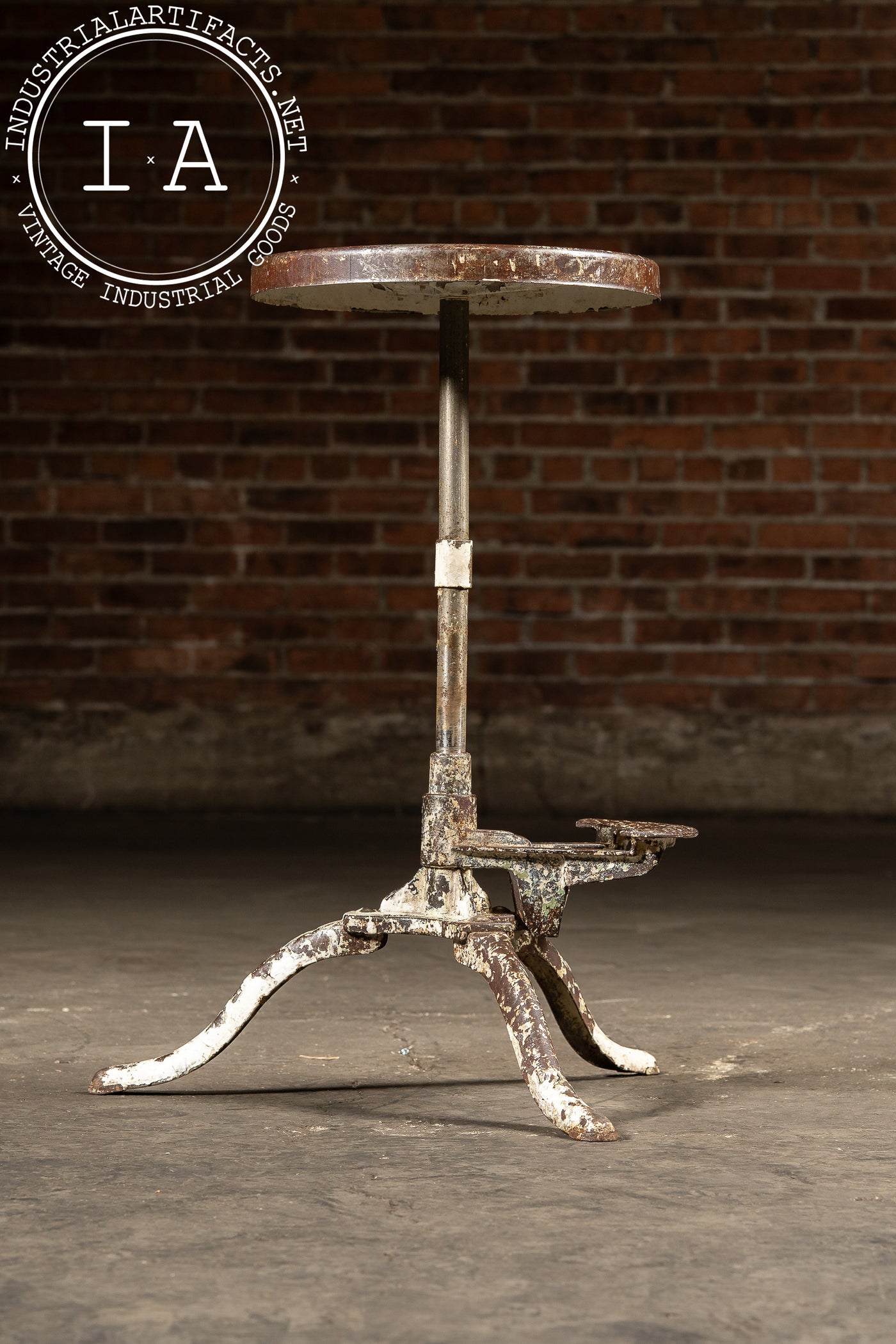 Early 20th Century Chippy Adjustable Dental Stool