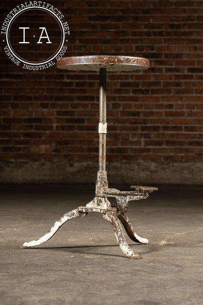 Early 20th Century Chippy Adjustable Dental Stool