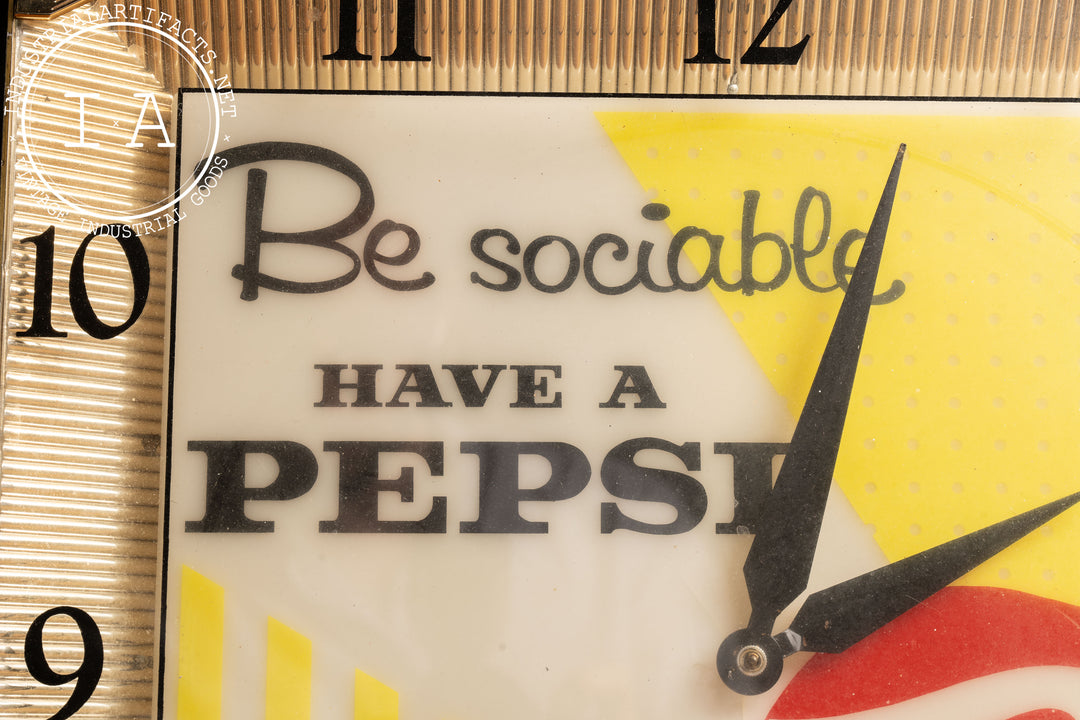 Vintage Lighted Plastic Pepsi Advertising Clock – Industrial Artifacts