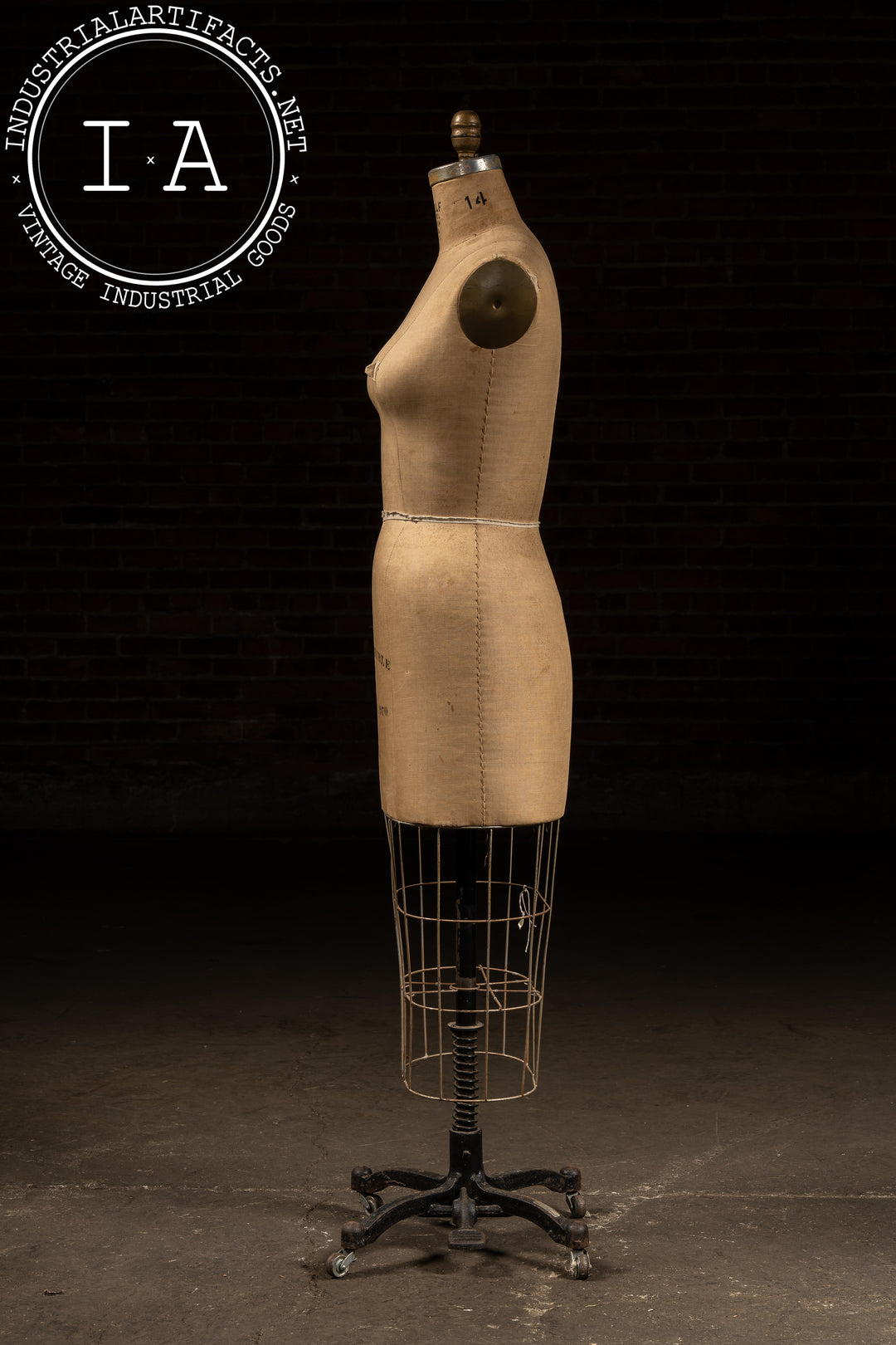 Antique Rolling Dress Form by Wolf