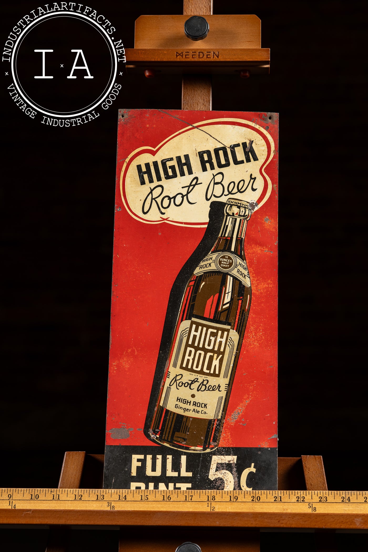 Vintage High Rock Root Beer 5¢ Tin Litho Sign