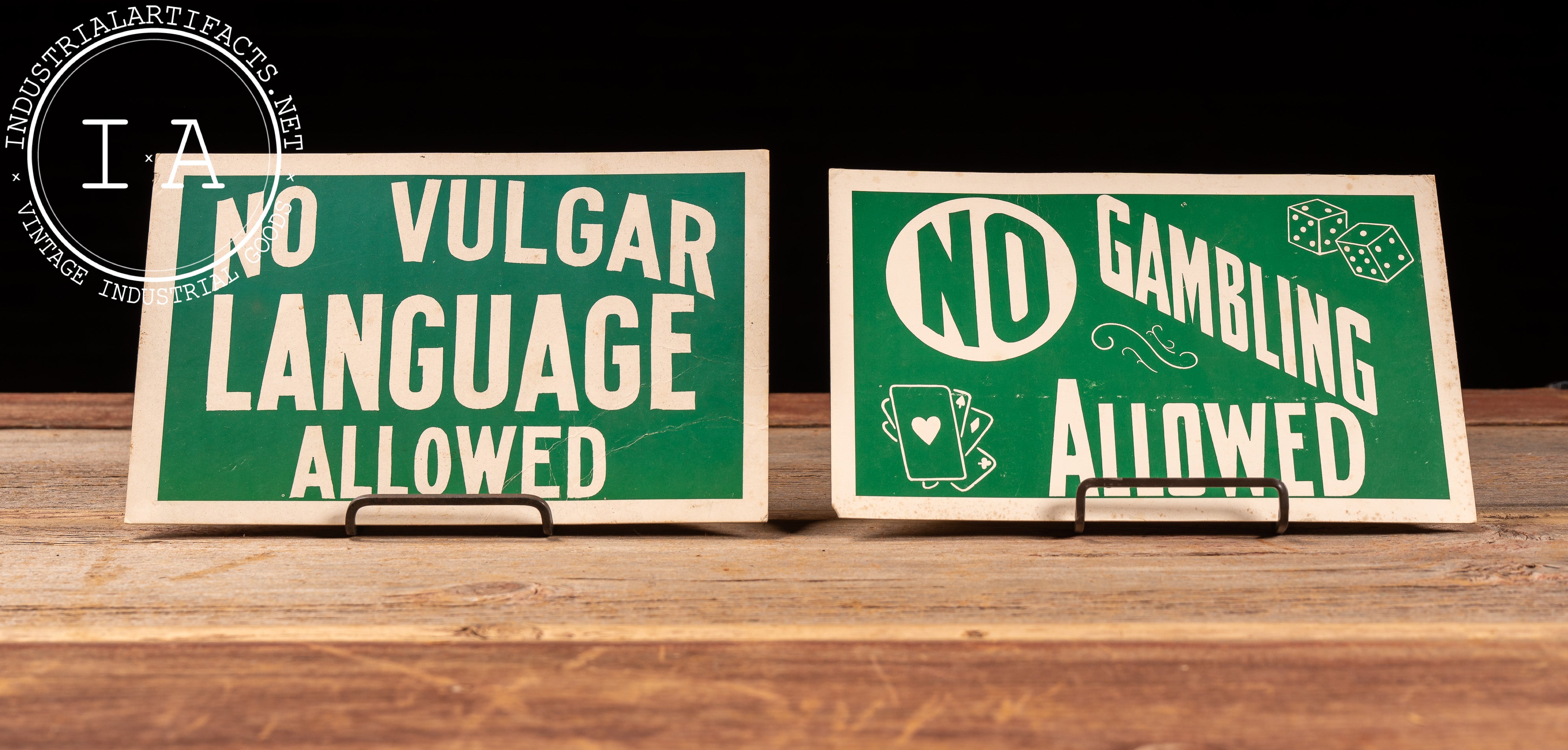 Pair of Vintage Cardstock Parlor Signs – Industrial Artifacts