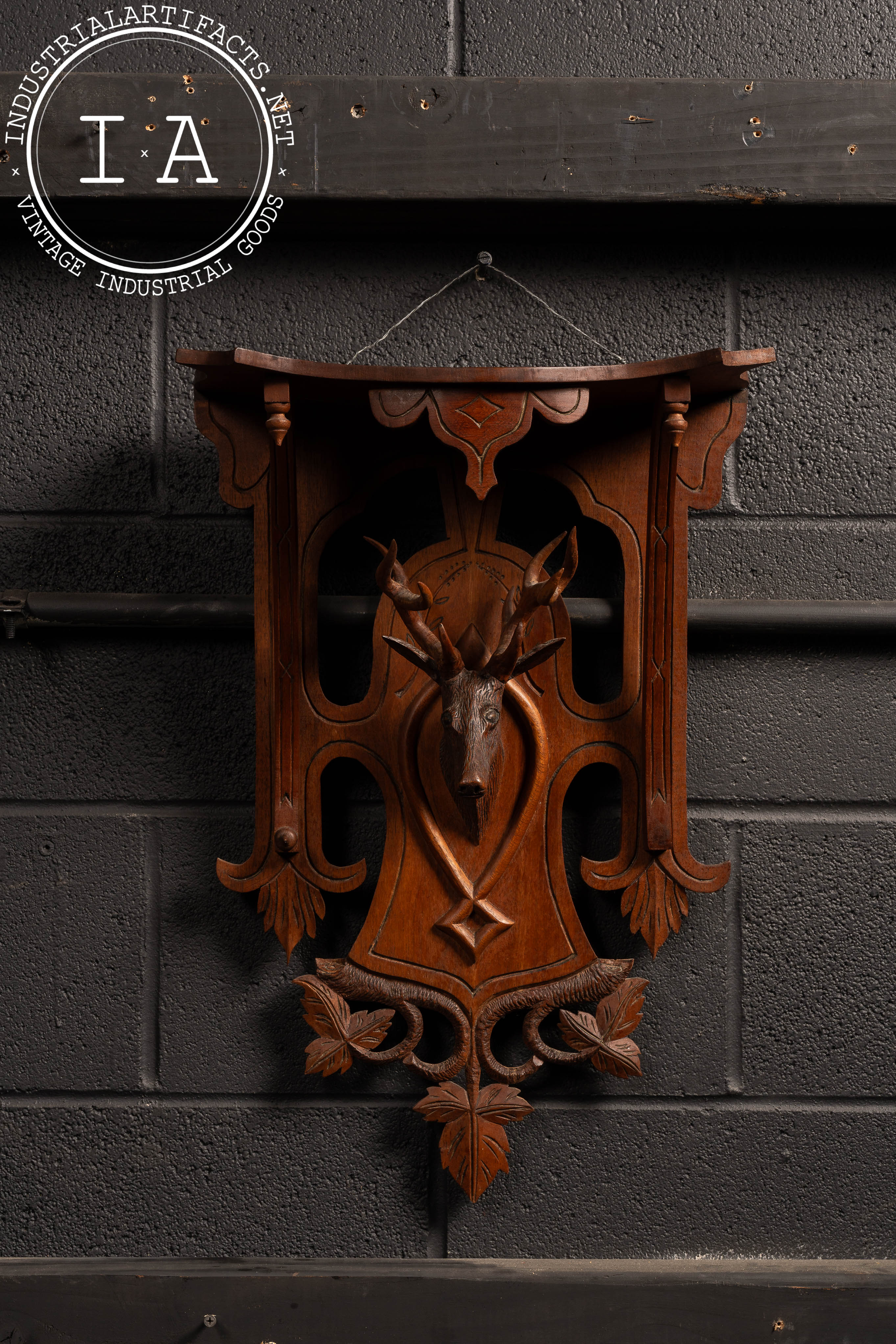 Antique Wooden Carved Deer Hallway Rack – Industrial Artifacts