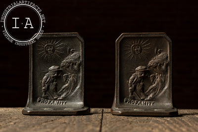 Antique Golf-Themed "Profanity" Bookends by Connecticut Foundry Co.