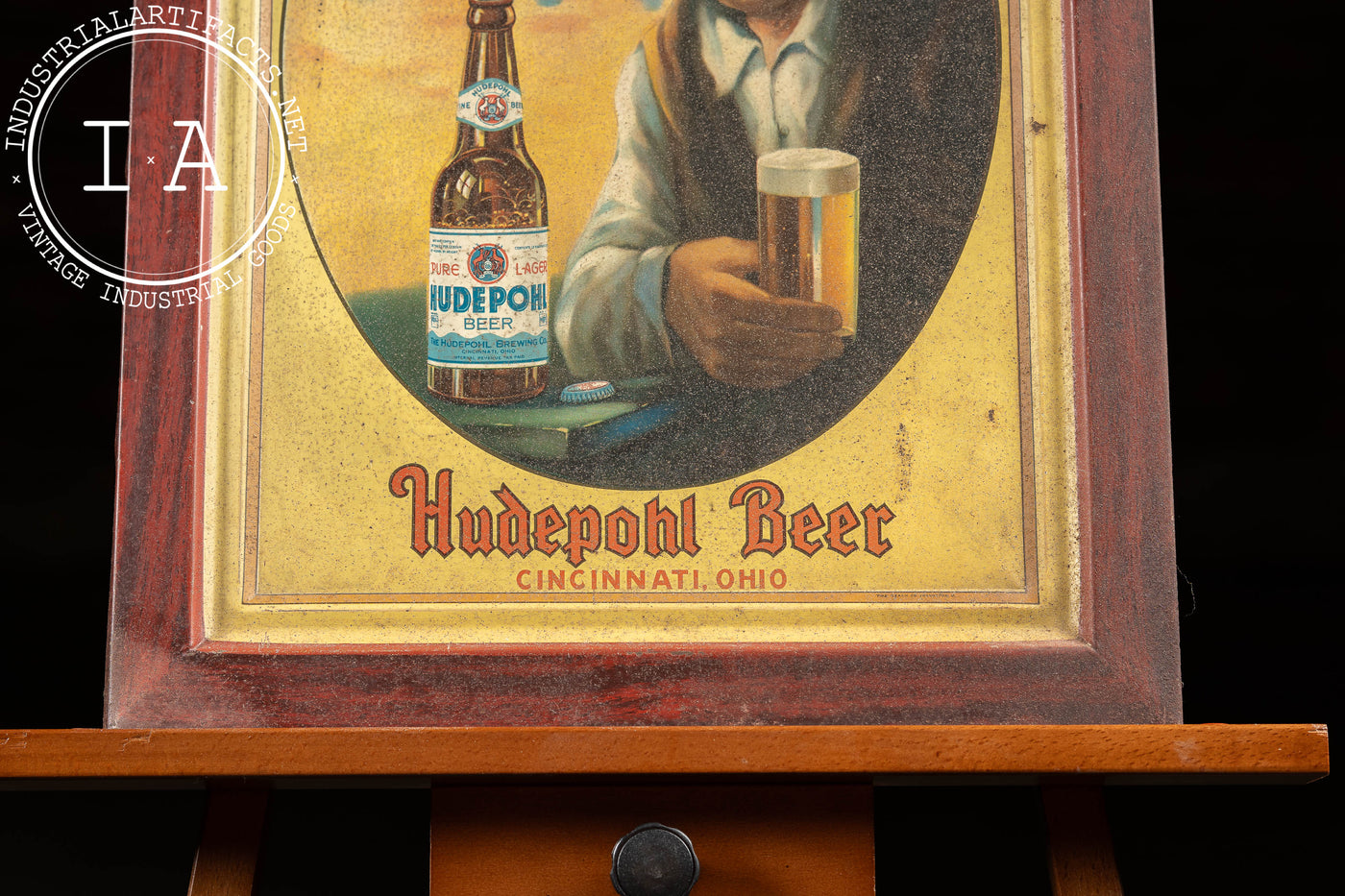 Early 20th Century Hudepohl Beer Self-Framed Tin Sign