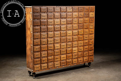 Antique Oak 100-Drawer Apothecary Cabinet