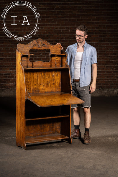 Early 20th Century Oak Drop-Front Secretary Desk