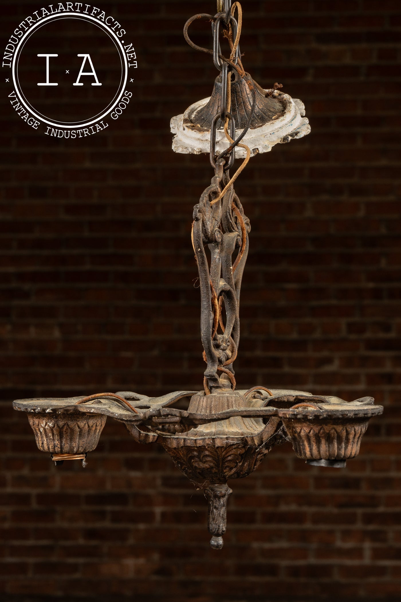 Art Nouveau-Inspired Cast Iron Ceiling Fixture