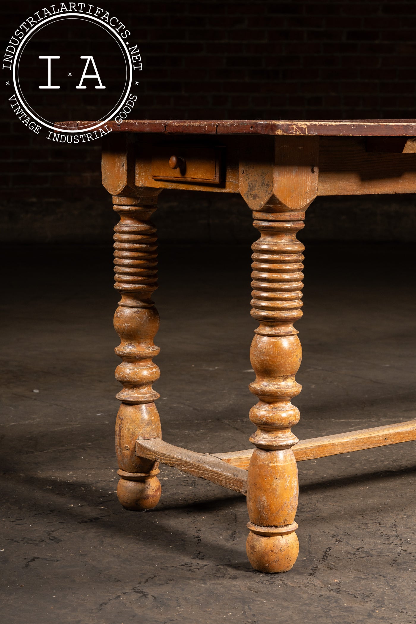 Primitive Painted Pine Harvest Table