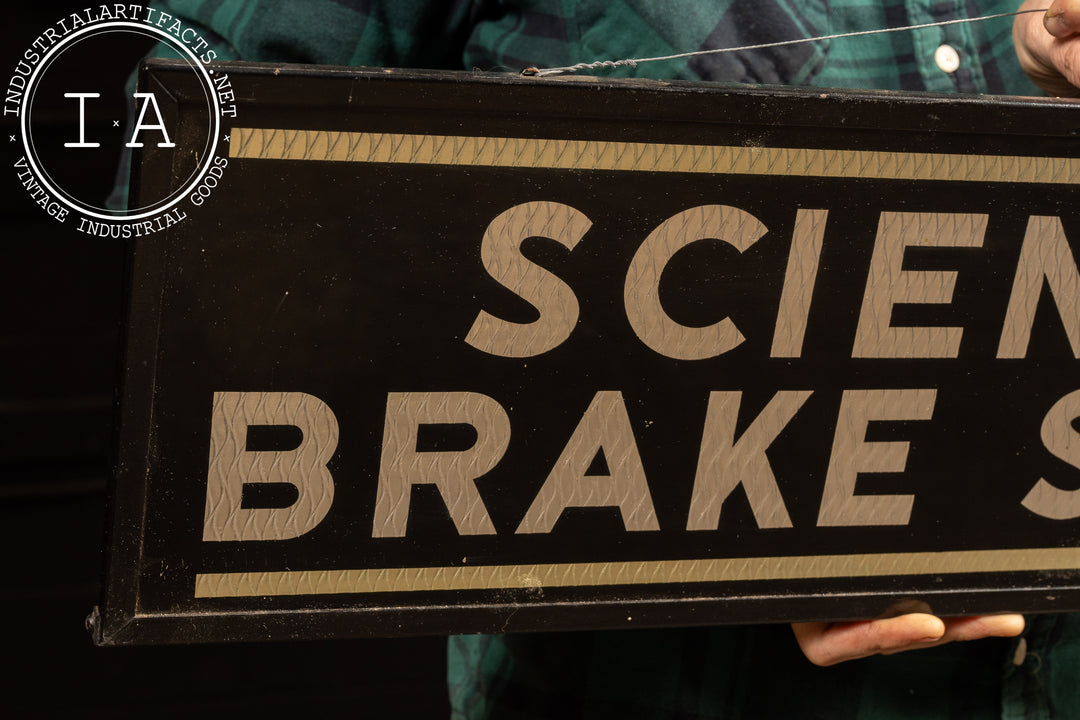 BRAKE PROBLEMS STOP HERE ヴィンテージメタルサイン Vintage Scientific Brake Service Reflective Glass Sign