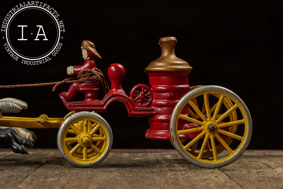 Kenton Cast Iron Horse Drawn Fire Pumper with Driver