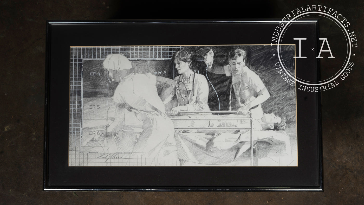 Vintage Sketch of Medical Emergency Responders