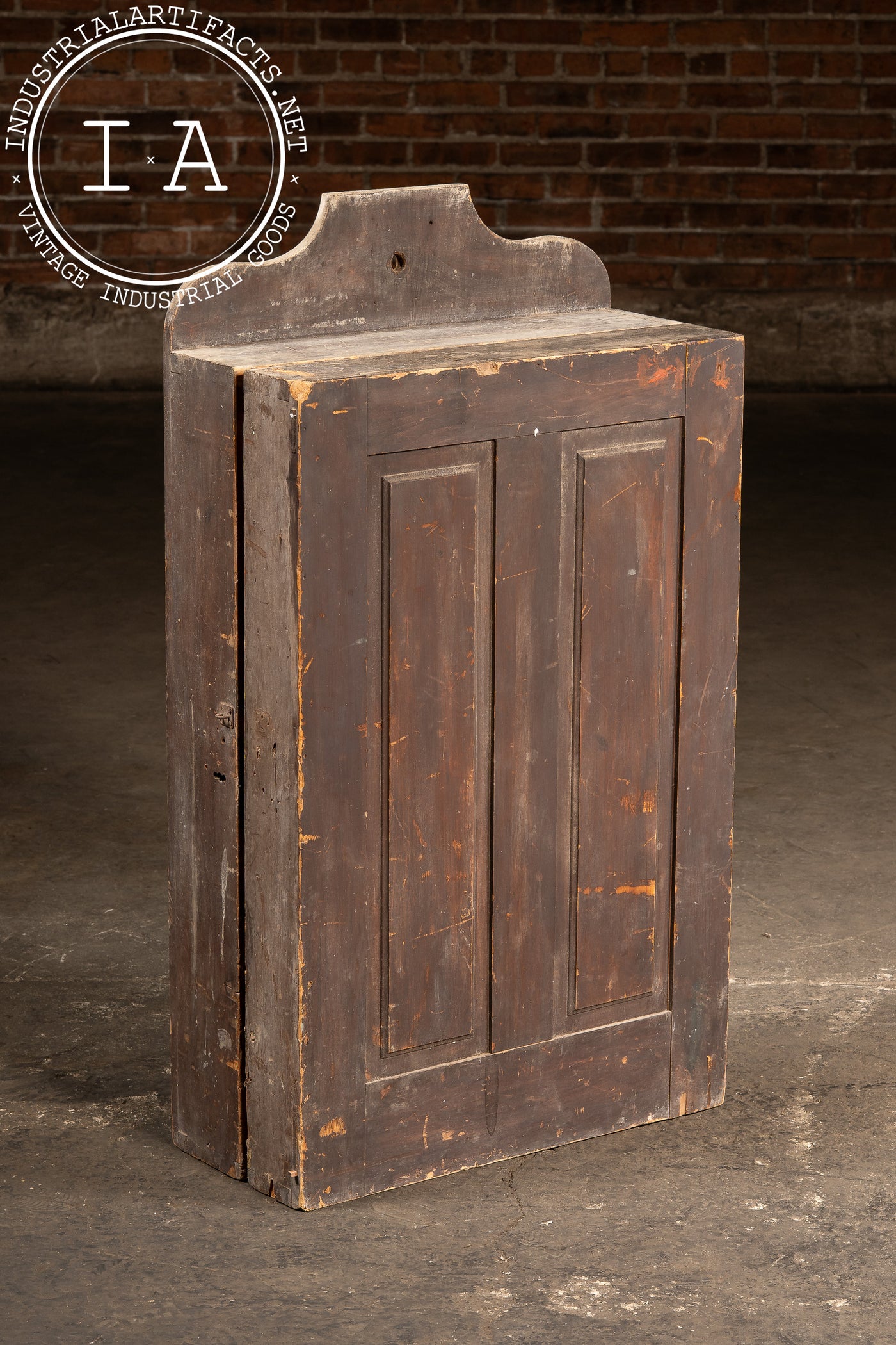 Antique Wooden Swing-Open Tool Cabinet
