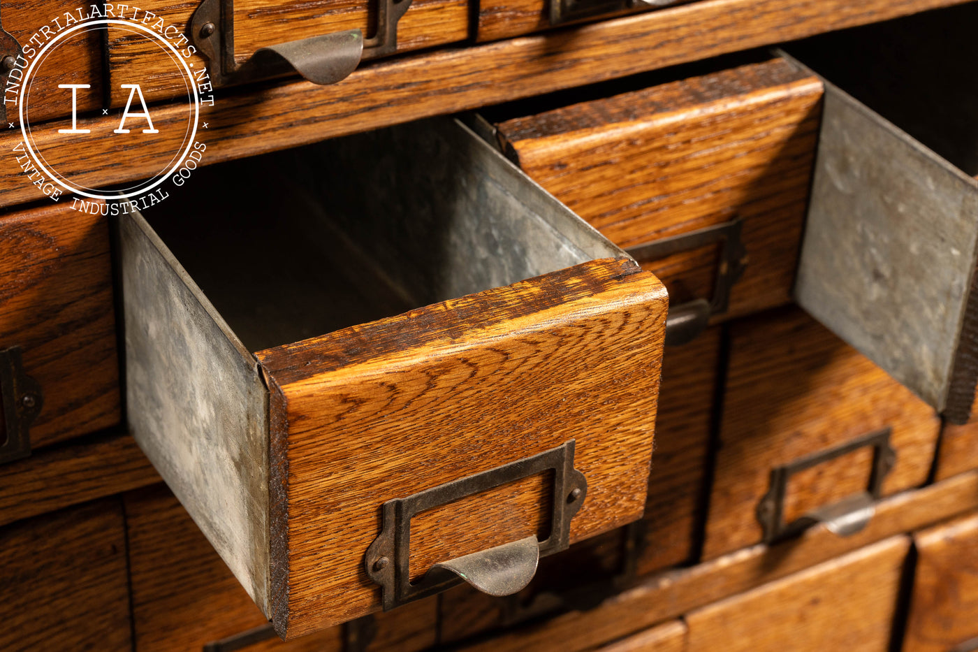 54-Drawer Oak Small Parts Cabinet