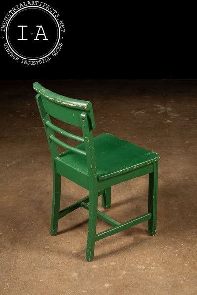 Set of Four Early 20th Century Ladder Back Kitchen Chairs in Green