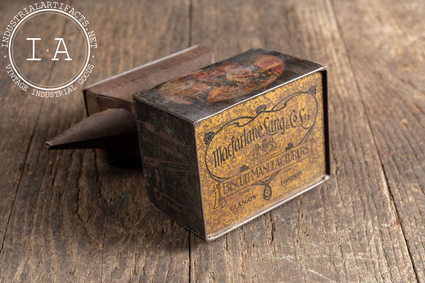 Early 20th Century Macfarlane, Lang Anvil Biscuit Tin