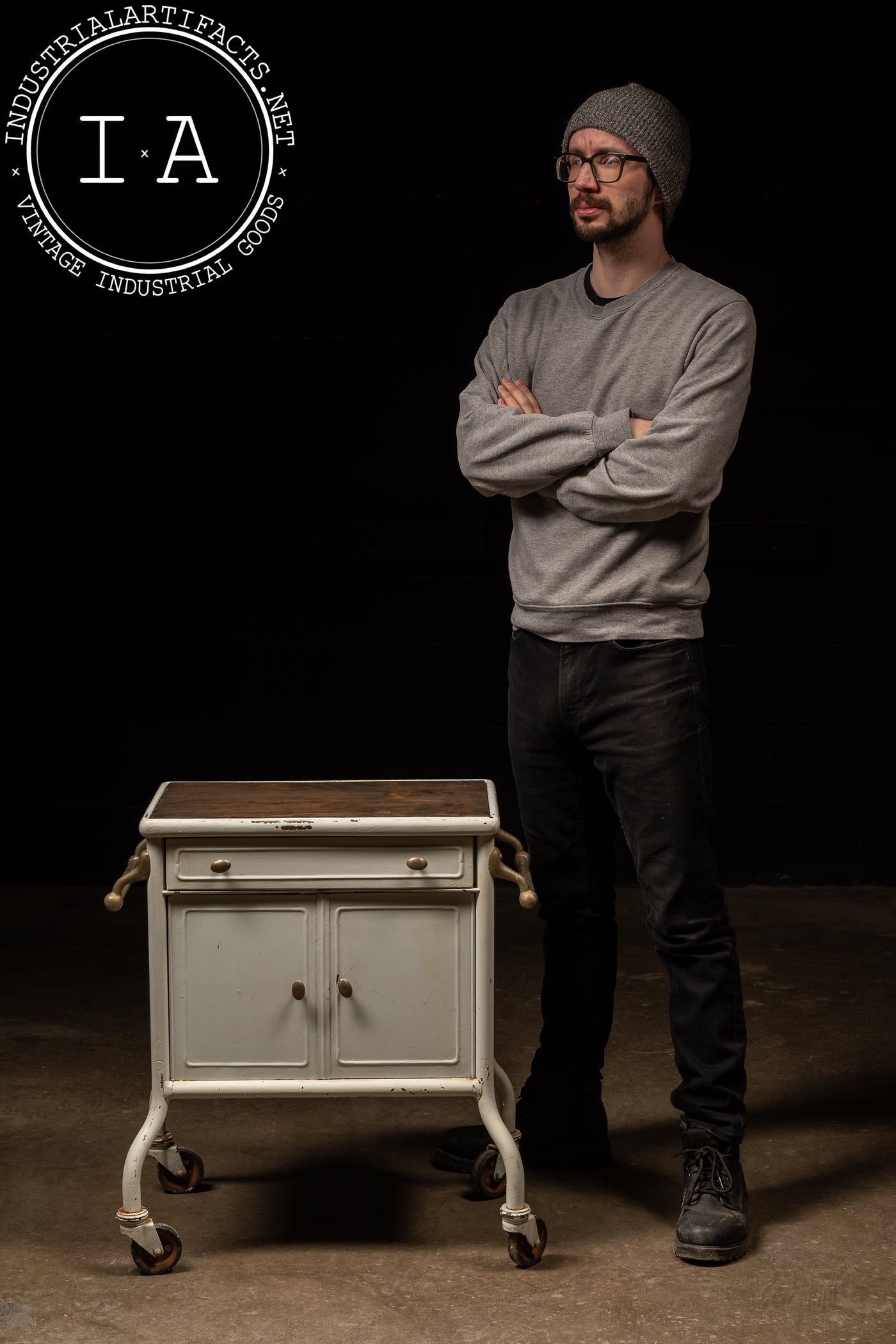 Early 20th Century Steel Dental Cabinet Cart