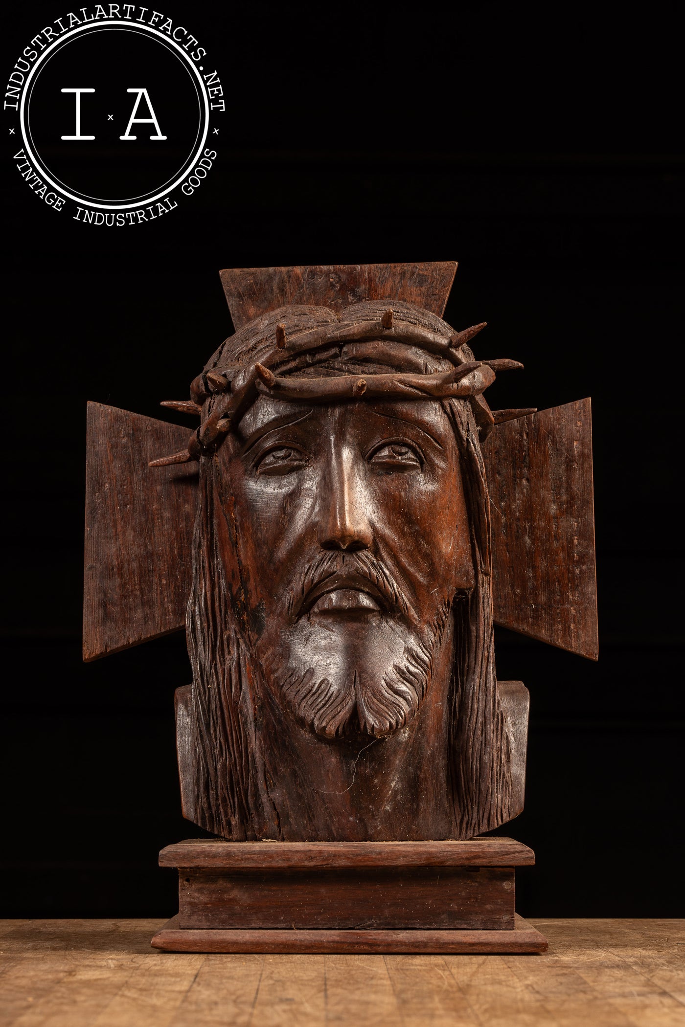 Vintage Mahogany Jesus Icon Bust