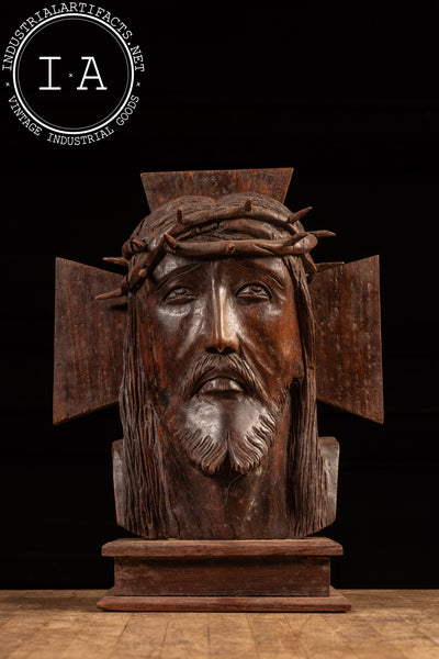 Vintage Mahogany Jesus Icon Bust